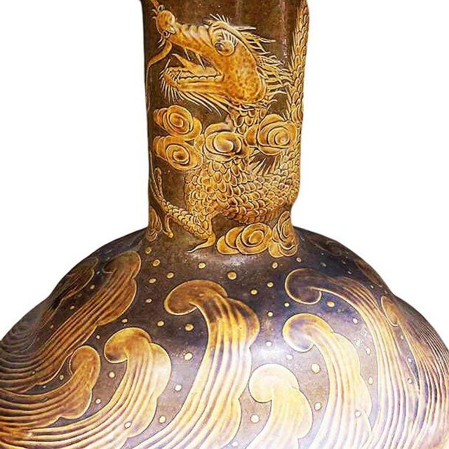 1950s 1950s Post-War Chinese Dragon Glazed Art Pottery Pedestal Garden Patio Dining Table For Sale - Image 5 of 7