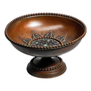 Beautiful Antique Bronze Hand Painted Enamel Grand Tour Table Tazza Centerpiece Home Decor