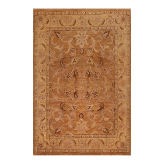1980s Vintage Rustic Brown/Gold Wool Rug - 8'3" X 9'5" For Sale