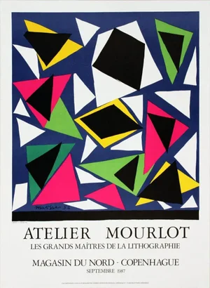 1987 Henri Matisse 'Centenial, Exposition d' Affiches, Papiers Decoupes' Modernism Blue, Black & White, Pink, Green France Lithograph