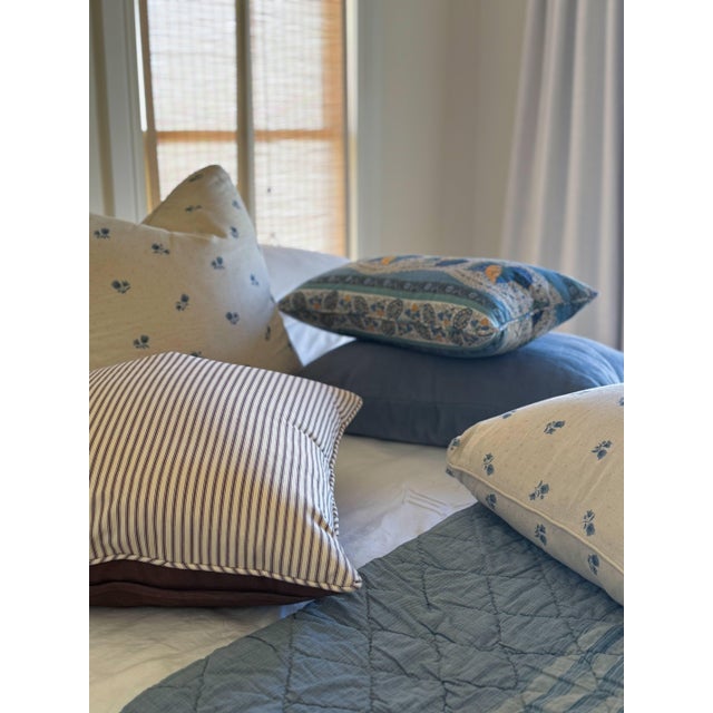 Pillow, Ian Mankin Ticking Stripe in Chocolate For Sale In Austin - Image 6 of 6