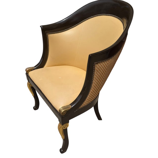 Hendrix Allardyce Regency Style Ebonized & Giltwood Club Chair. 1 of 2 available.