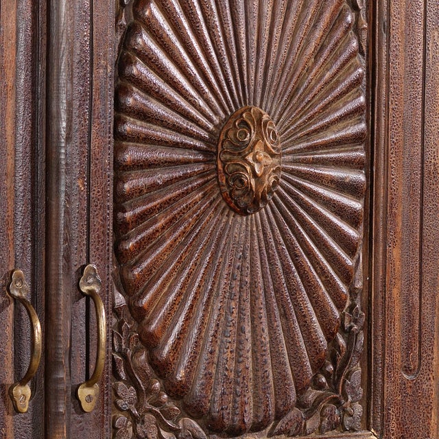 Brown Vintage Almirah Cabinet with Sunburst Panels, 1950s For Sale - Image 8 of 9