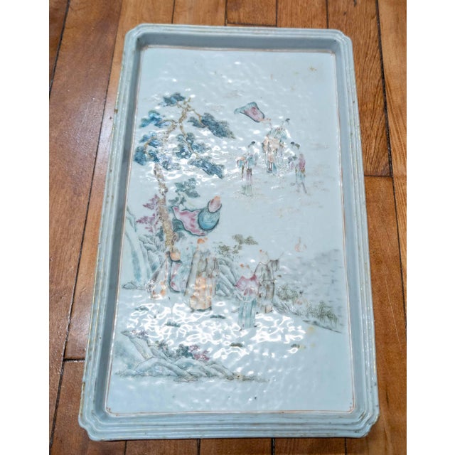 We are selling this formerly well decorated Chinese porcelain tray with famille rose decoration. This tray has finely...