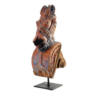 Weathered Wood Horse Sculpture, 1840s For Sale