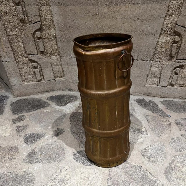 1940s French Umbrella Stand Solid Brass Faux Bamboo France For Sale - Image 9 of 12