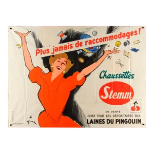 Chaussettes Stemm, 1953, Lithographic Poster by Rene Gruau