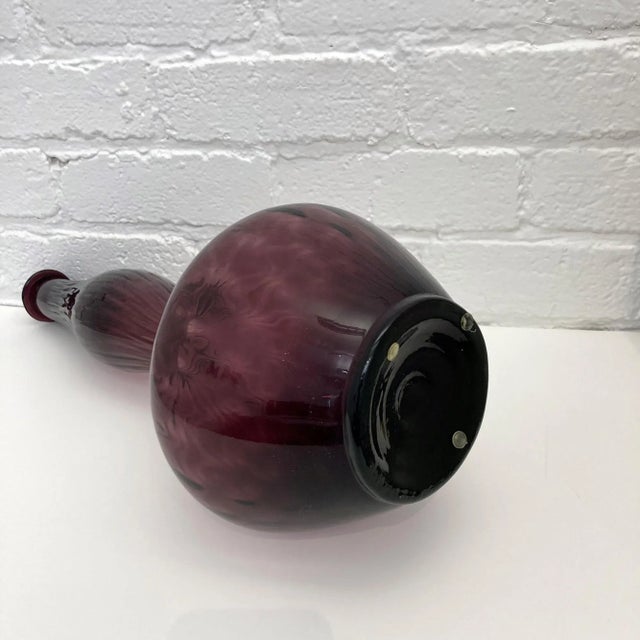 Glass Italian Mid-Century Modern Tall Blown Genie Bottle, Decanter For Sale - Image 7 of 10