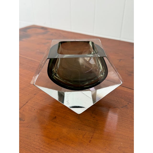 Ashtray or valet tray attributed to Flavio Poli for Seguso, in clear and gray Sommerso Murano glass, Italy, 1960s. This...