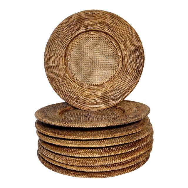 Vintage ExtreLarge 18" Open Weave Wicker Chargers, Set of 8 Chairish