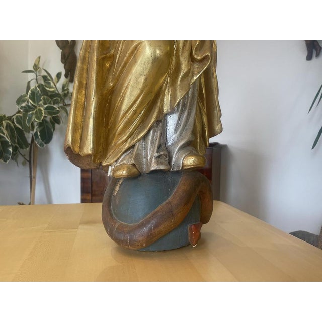 Baroque Wooden Figure of Madonna and Child For Sale - Image 4 of 18