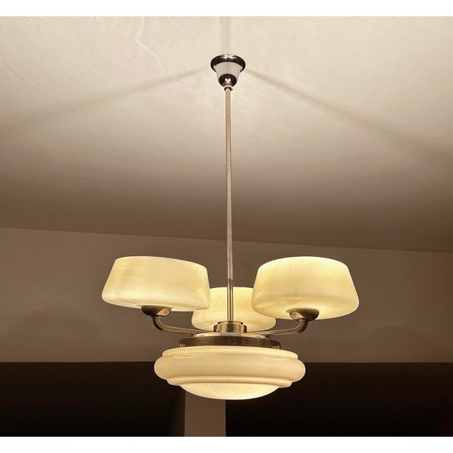 Modern Art Deco Pendant Light in Glass, 1930s For Sale - Image 3 of 18