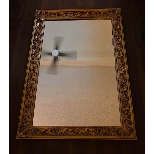 Wood Vintage 1969 Hoyne Ind. Gold Wall Mirror Ornate Gold Hollywood Regency Model 400 For Sale - Image 7 of 7