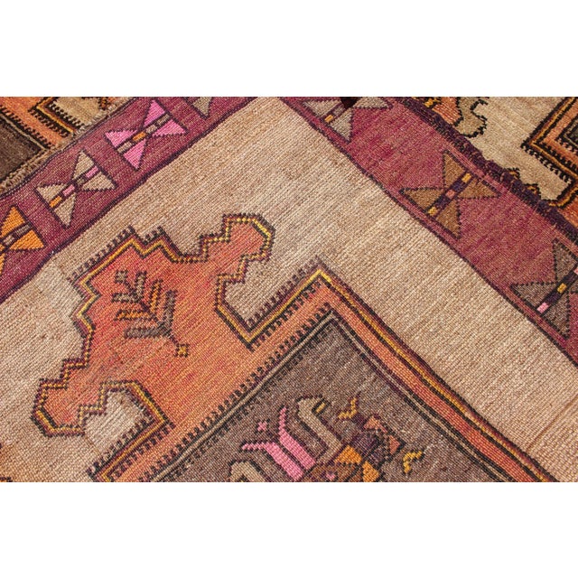 Purple Long Gallery Turkish Runner With Geometric Design in Tan, Orange, Gray & Purple 6'6 X 17'2 For Sale - Image 8 of 8