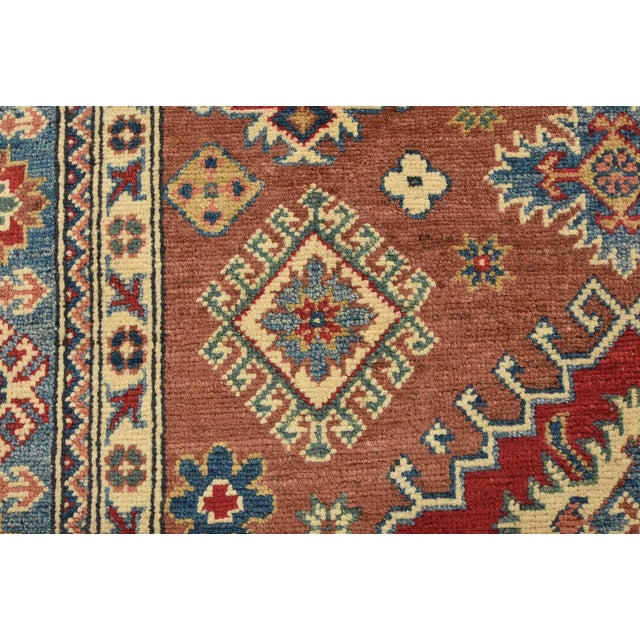 Kazak Rug 4’1” X 6’4” Brown Wool Tribal Hand-Knotted Oriental Carpet For Sale - Image 9 of 13