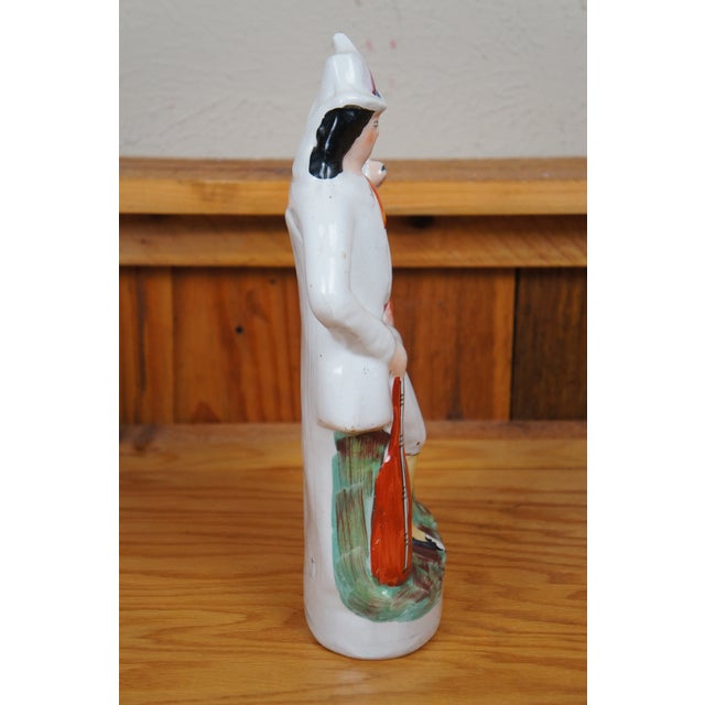 Mid 19th Century Antique Staffordshire Troubadour Man & King Charles Spaniel Figurine For Sale - Image 5 of 12