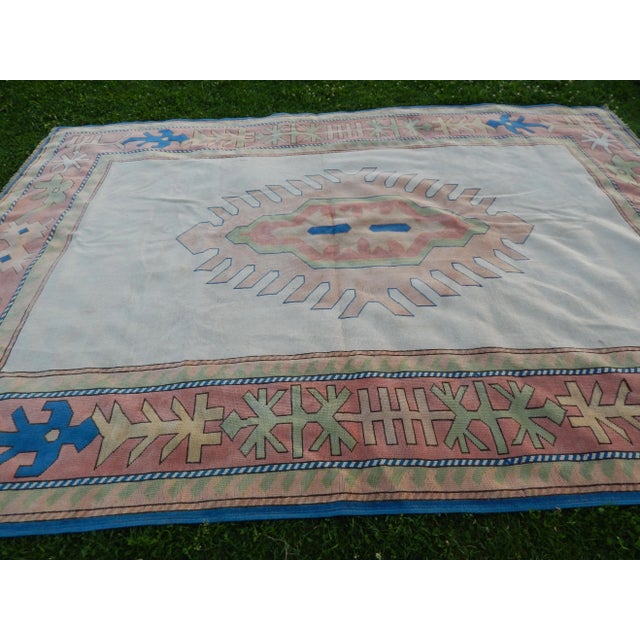 1970s Vintage Soft Color Oversize Turkish Oushak Rug 7'10" X 11'6" For Sale - Image 5 of 13
