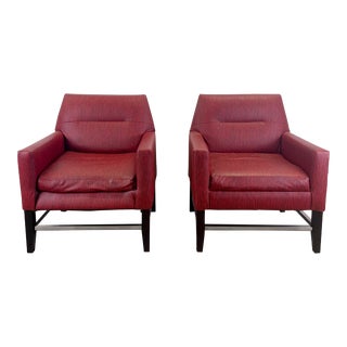 Pair Modern Red Club Chairs For Sale