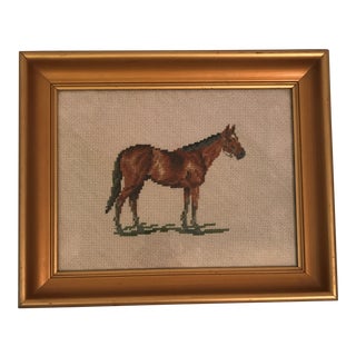 Framed Equestrian Horse Needlepoint For Sale