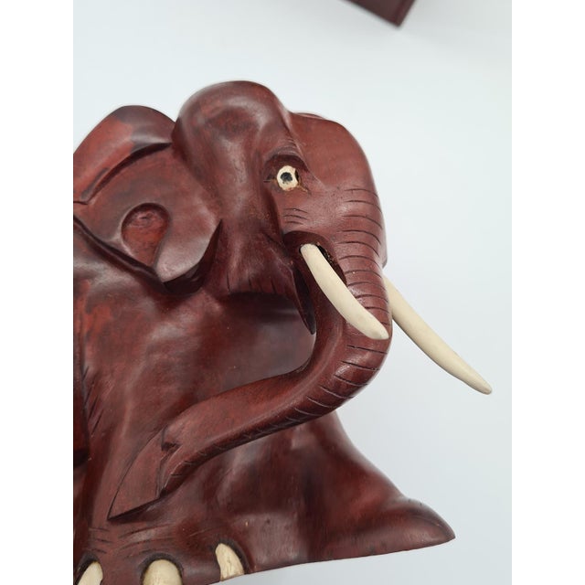 Brown Carved Bookends, 1960s-1980s, Set of 2 For Sale - Image 8 of 9