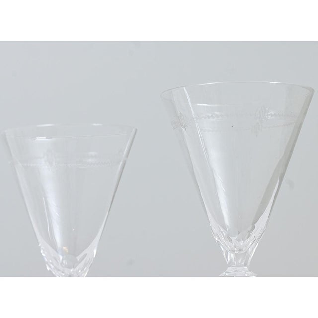 Mid 20th Century Vintage Belgian Etched Crystal Martini & Cocktail Glasses - Set of 38 For Sale - Image 5 of 11