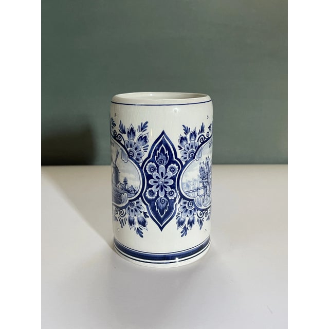 Shabby Chic Vintage Blue & White Windmill Stein Mug For Sale - Image 3 of 6