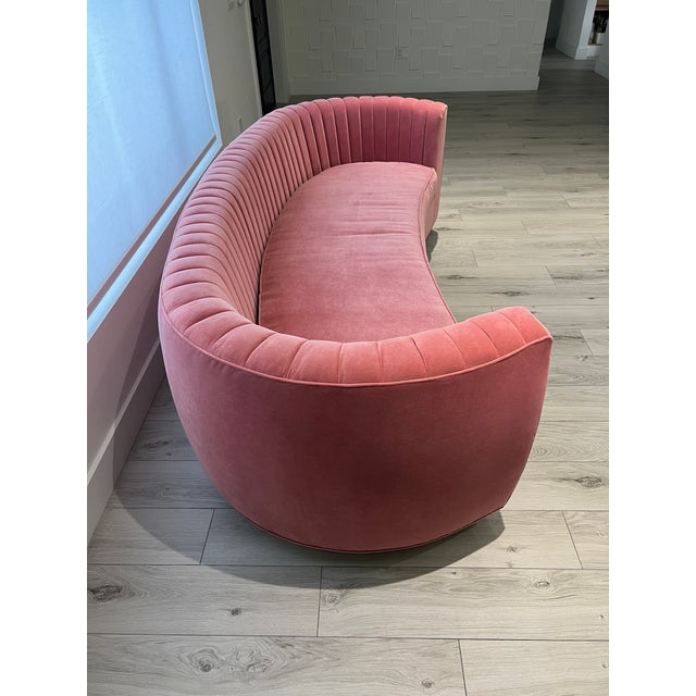 Contemporary Contemporary ModShop Custom Coral Velvet Curved Sofa For Sale - Image 3 of 7