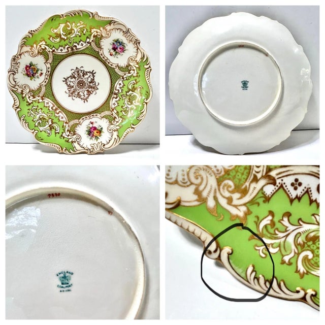 Vintage Apple Green English Coalport Dinner Plates - Set of 7 For Sale - Image 10 of 11