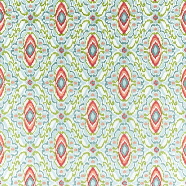 Harlequin Ixora Fabric in Sky/Cascade/Vermillion For Sale