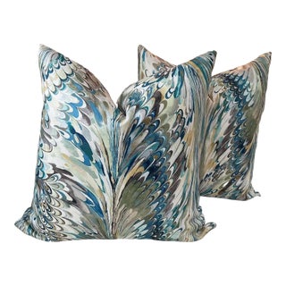 Custom Pillow Bundle Order - Lee Jofa Taplow in Peacock/ Gold for Marnie For Sale