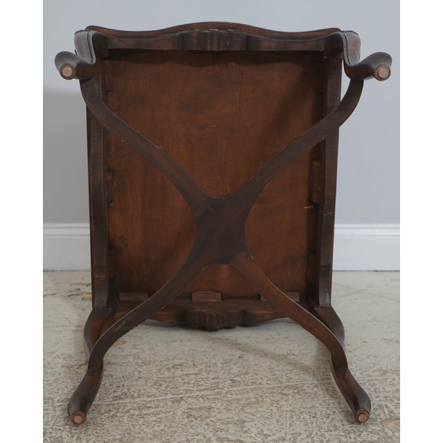 1970s Pair French Louis XV Walnut Parquet Top Lamp Tables For Sale - Image 15 of 15
