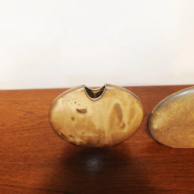 Mid-Century Brown Ceramic Fish and Flower Vases from Rois de Majorque, France, 1970s, Set of 2 For Sale - Image 11 of 13