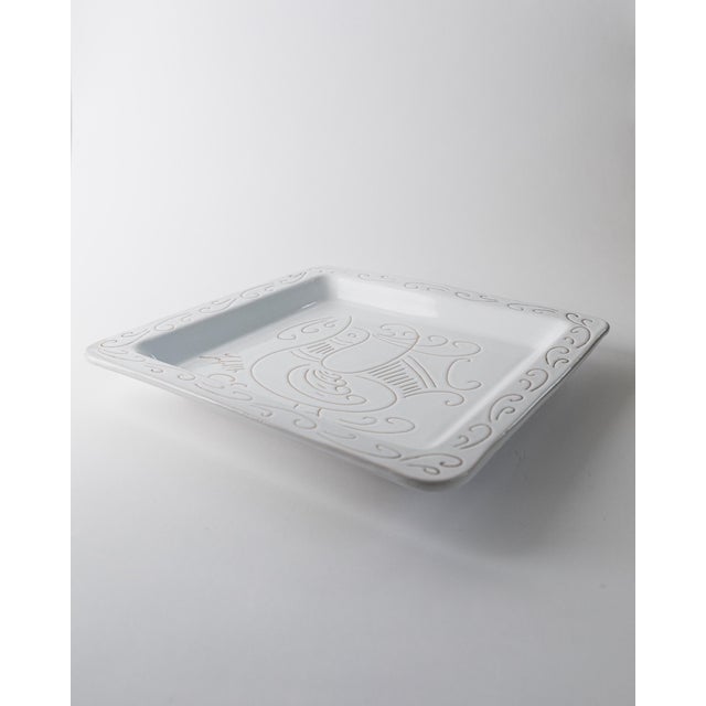 Vintage Ceramic Plate in White Ceramic with Etched Rooster Motif Relief, 1960s For Sale - Image 6 of 13