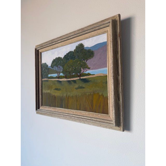 1980s Vintage Impressionist Landscape Oil on Canvas Painting, Wood Framed For Sale - Image 4 of 12