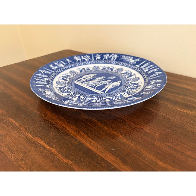 Neoclassical Vintage Mottahedeh Greek Revival Blue and White Neoclassical Plate For Sale - Image 3 of 11