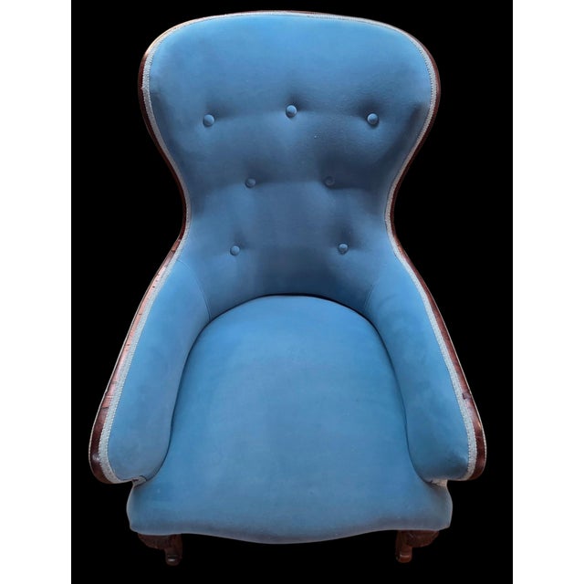 Chippendale Antique Circa 1900 Chippendale Revival Carved Mahogany Wingback Easy Chair With Acanthus-Carved Cabriole Legs For Sale - Image 3 of 12