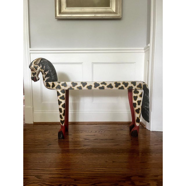 Folk Art Late 20th Century Primitive Painted Horse Bench For Sale - Image 3 of 8