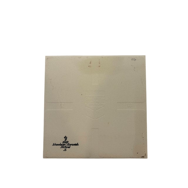 Mid 20th Century Mid 20th Century Delft Schoonhoven Keramiek Holland Blue and White Floral Tile Trivets - Set of 3 For Sale - Image 5 of 12