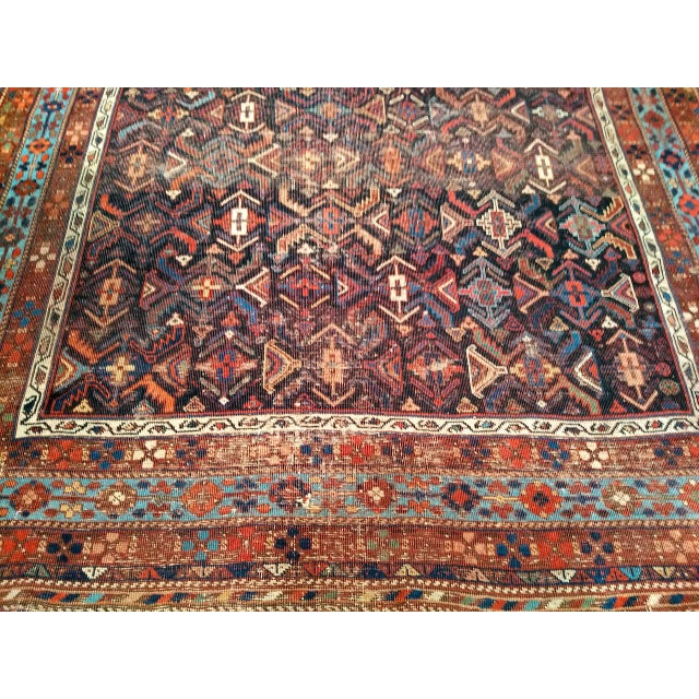 19th Century Persian Afshar Tribal Rug, Handwoven Wool, All-Over Geometric Pattern, Navy & Blue, 5x6 For Sale - Image 14 of 18