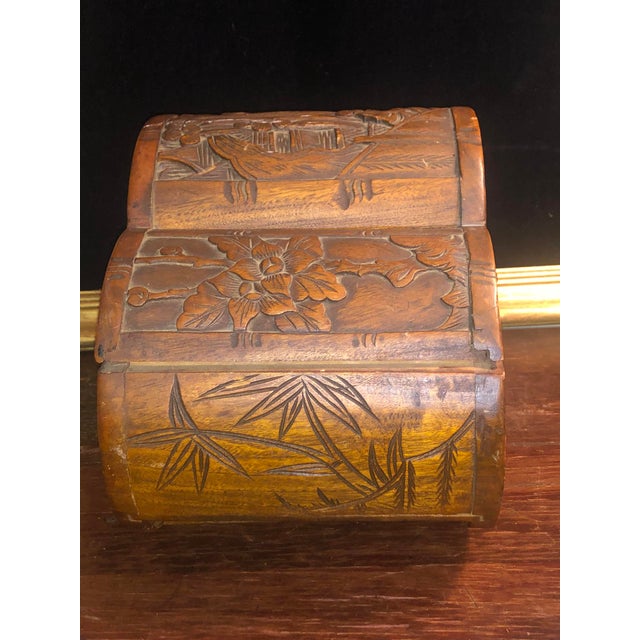 Brown Mid-Century Hand-Carved Camphor Wood Scalloped Chest With Brass Latch For Sale - Image 8 of 18