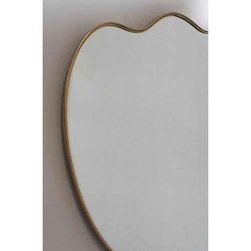 Vintage Italian Wall Mirror with Brass Frame in the style of Gio Ponti, 1960s For Sale - Image 3 of 16