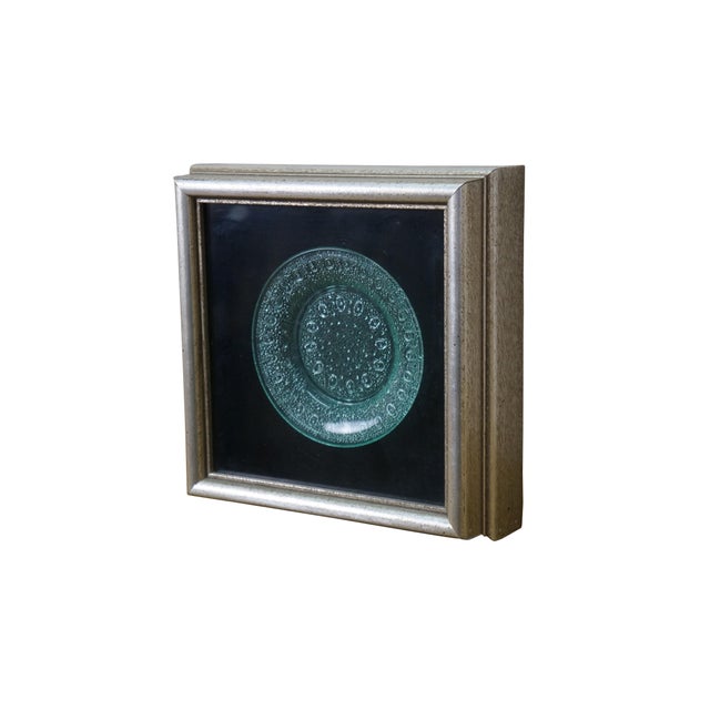 Indian Antique Uranium Depression Glass Fluorescent Snakeskin & Dot Shadowbox Plate For Sale - Image 3 of 8