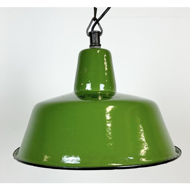 Green Industrial Green Enamel Factory Lamp from Zaos, 1960s For Sale - Image 8 of 15