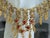 Vintage statement fringe bib necklace designed in an ornate Etruscan and Victorian Revival style featuring a tiered...