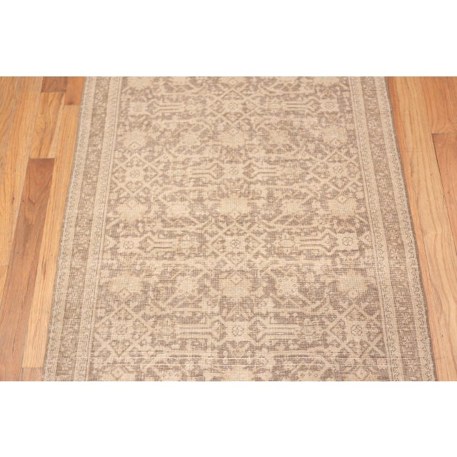 Elegant Intricate Ivory Antique Persian Tabriz Runner Rug, Country of Origin: Persia, Circa Date: 1920