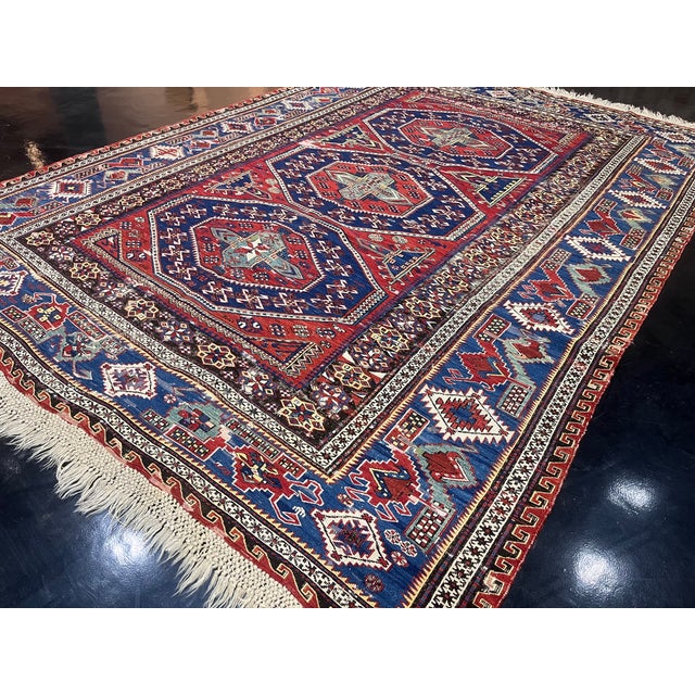 Fine Antique Caucasian Sumak Rug 6’10” X 9’5” For Sale - Image 4 of 8