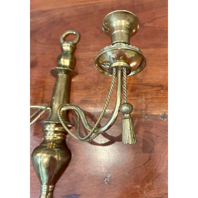 Italian Antique Candle Sconce and Braided Tassel For Sale - Image 3 of 4