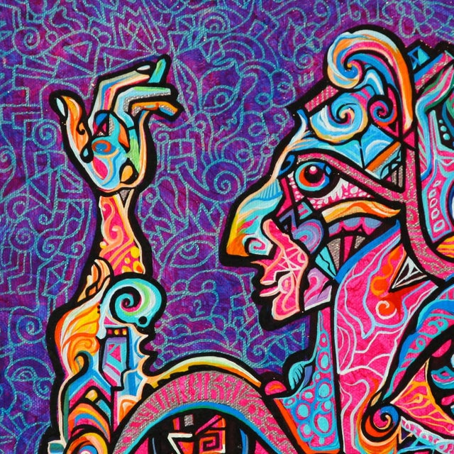 This is a one-of-a-kind original cubist painting by San Diego artist, Alexander Arshansky. Its dimensions are 16"x20"x2"....