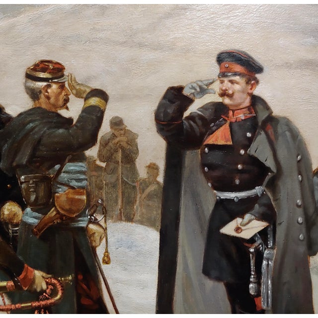 19th Century Alphonse De Neuville -French & Prussian Army Saluting-Oil Painting For Sale - Image 5 of 9