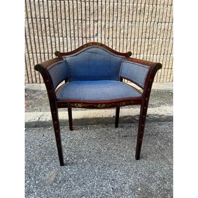 Early 20th Century Edwardian Style Satinwood Dressing Chair For Sale - Image 11 of 12